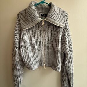 Urban Outfitters Gray Zip Up High Neck Sweater